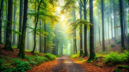Obraz premium Enchanting Foggy Forest Landscape Photography for Nature Lovers