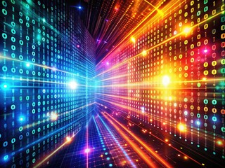 Obraz premium Envision a modern binary code landscape, perfect for highlighting advancements in technology, programming, and cybersecurity, illustrating the cutting-edge nature of digital innovation today.