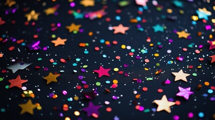 Colorful Confetti on Dark Background for Celebrations