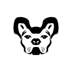 Dog head silhouette vector with white background.
