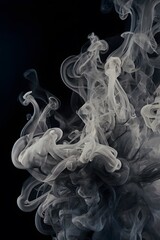Fototapeta premium Smoke curls gracefully in the dark, a ghostly dance in the void.
