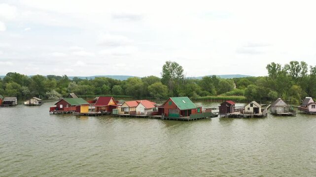 a view of the bokod floating village from above