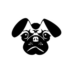 Dog head silhouette vector with white background.