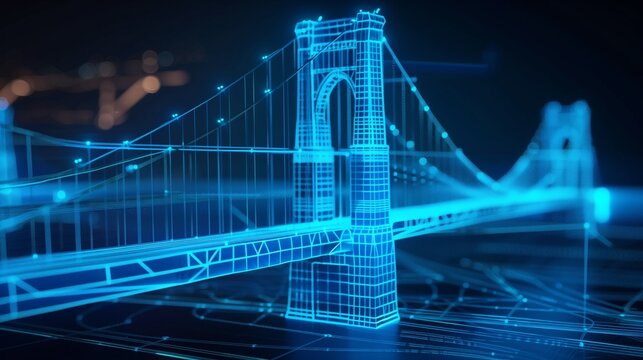 vision of architecture of a 3d model bridge project