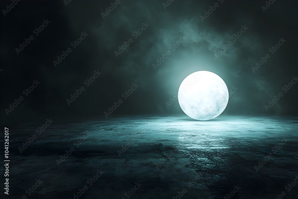 Poster glowing orb floating in the mysterious dark space representing beacon of hope