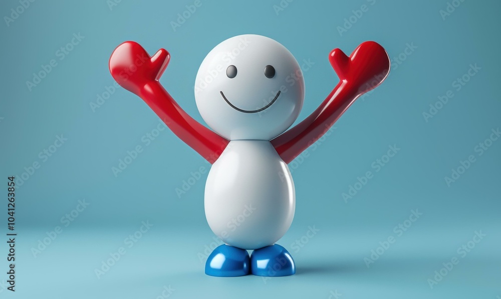 Canvas Prints A happy cartoon character with red arms and blue feet. AI.