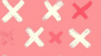 Obraz premium Vector pattern of X's and O's, pastel pink and cream background, minimalist approach, clean lines, whimsical and cheerful style, flat design, hd quality, repeating perfectly. --ar 16:9 --tile