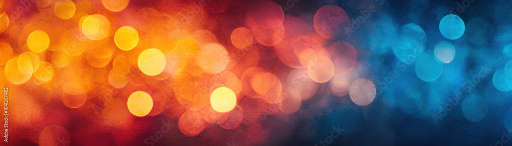 Aufkleber a vibrant background featuring a blend of warm orange and cool blue bokeh lights, creating a captiva