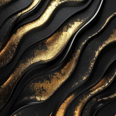 Abstract black background with gold textured lines, elegant, luxurious, artistic design