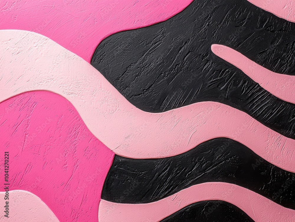 Poster abstract textured design in pink and black colors with flowing lines. perfect for artistic backgroun