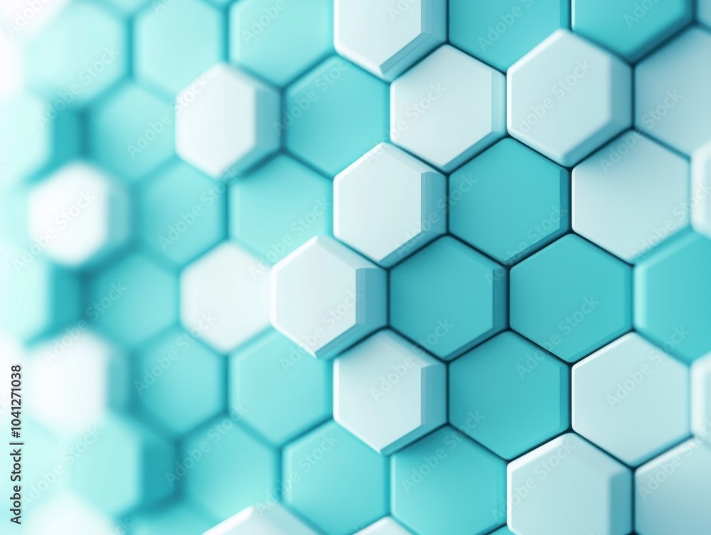 Poster textured blue hexagonal patterns on a surface.