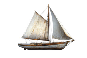 Obraz premium Grey Sailing Yacht isolated on transparent background, png file, no background png file