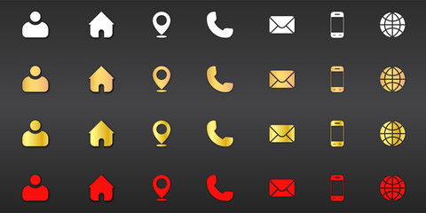 contact icons luxury colours business card information address mobile 