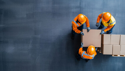 A Dynamic Team of Construction Workers Collaborate to Move and Arrange Boxes in a Warehouse, Showcasing Teamwork and Dedication in Their Daily Operations and Responsibilities.