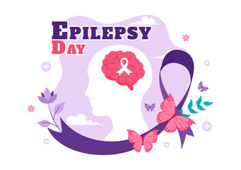 National Epilepsy Awareness Month Vector Illustration is Observed Every Year in November with Brain and Mental Health in a Flat Style Background