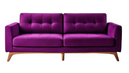Fototapeta premium Stylish purple sofa on a white isolated background. transparent
