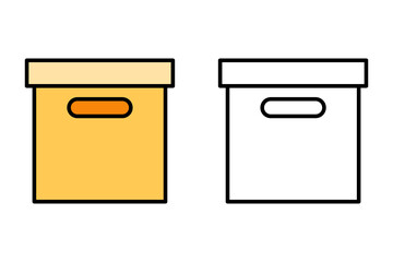 Single box icon object cartoon, sticker flat vector