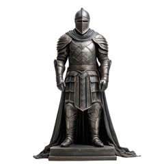 Obraz premium Knight statue, showcasing intricate armor details, white isolate background. transparent