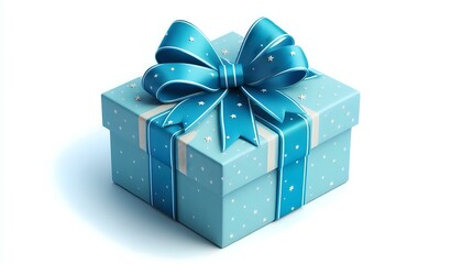 Obraz premium Elegant Blue Gift Box with Ribbon Bow