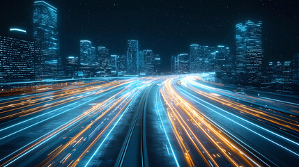 Naklejka premium Neon, Cityscape, ai, powered, glowing, technology