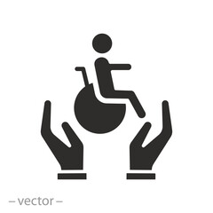 support disabled persons, care patient icon, wheelchair protect, wheel chair, flat vector illustration