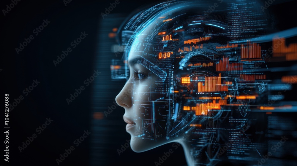 Aufkleber ai with dual overlay of technology and expression