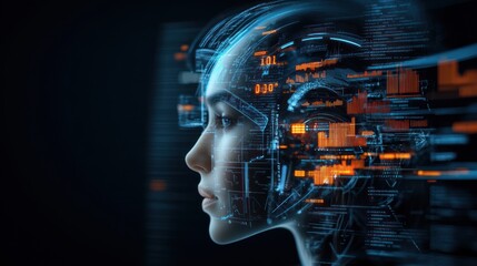 AI with dual overlay of technology and expression