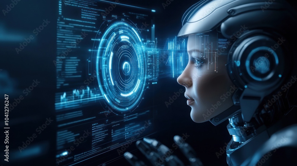 Aufkleber high-tech ai vision with interactive digital interface