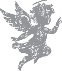 Angel with a wings. Cherub silhouette. Valentine's day. Love symbol. Vector illustration.