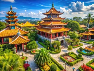 Fototapeta premium Exploring Danang Sun World Asia Park: A Vibrant Attraction in Da Nang, Vietnam