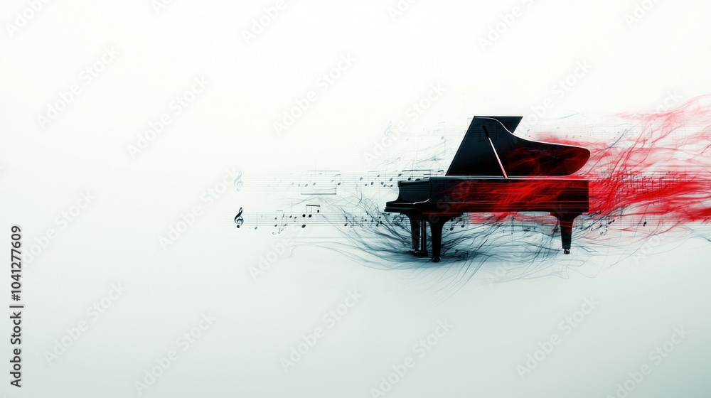 Aufkleber abstract representation of a grand hqscale harmonizing the elegance of music and visual art in a mod