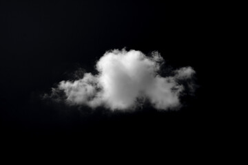 Single white cloud isolated on black background and texture. Brush cloud black background. dark cloud.