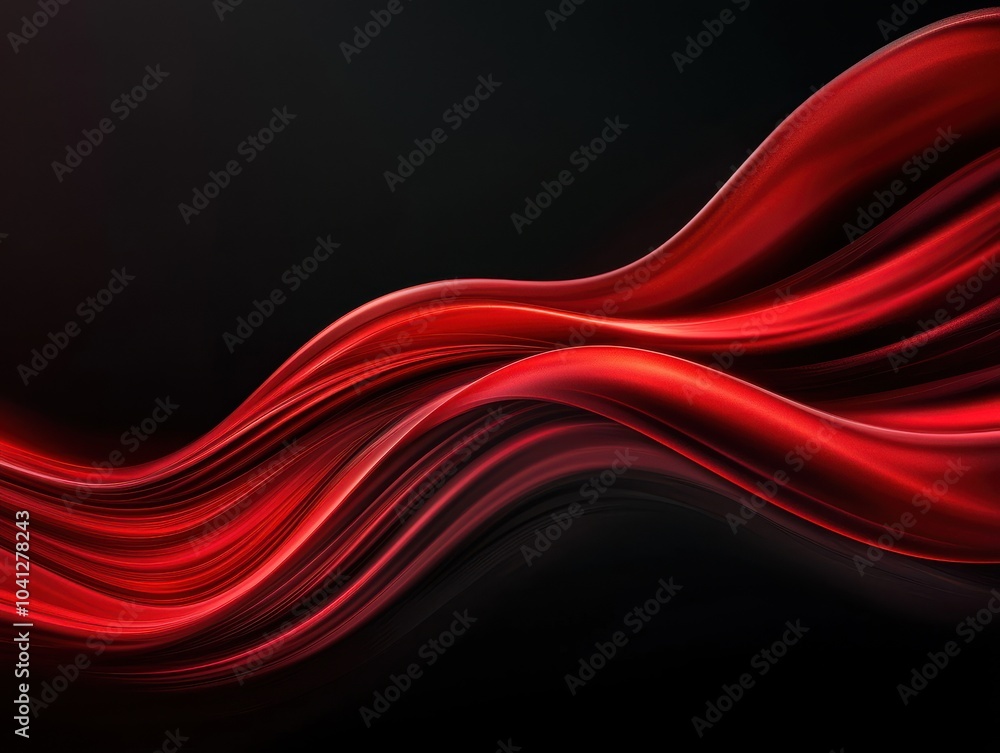 Poster dynamic red wave design on a black background, perfect for modern graphics and abstract art.