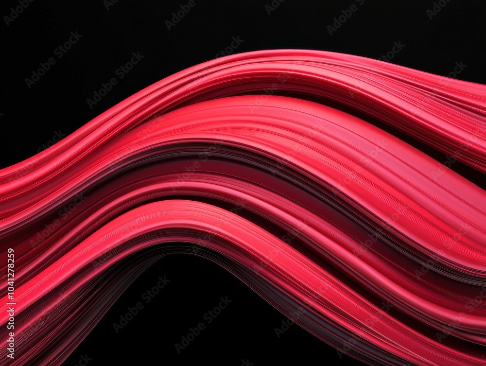 Poster dynamic red waves flowing against a dark background, perfect for abstract design projects.