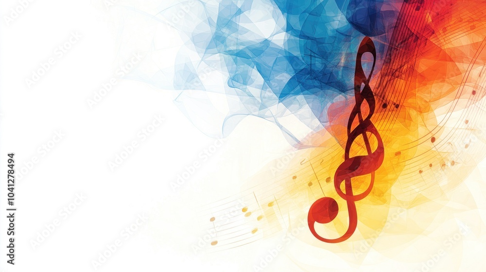 Poster create an eye-catching vibrant background featuring colorful musical elements and abstract designs f