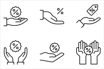 Discount icon set. Discount tags sign on white background