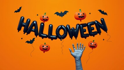 Vibrant Halloween Wreath with Pumpkins and Skeletons