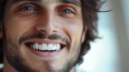 Fototapeta premium Close-up of a person with a captivating, toothy smile