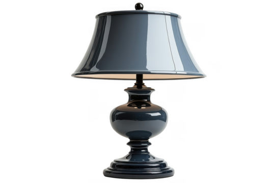 Grey table lamp isolated on transparent background, png file, no background png file