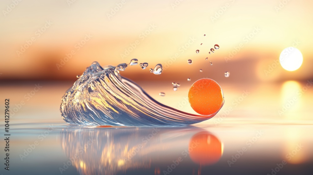 Poster a conceptual photograph showcasing the interplay between light and liquid, highlighting the dynamic 