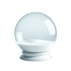 Glass Christmas snow globe with snow. Crystal ball on transparent background