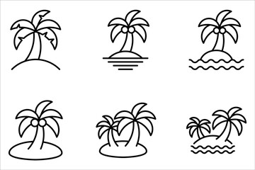 Island icon set. Tropical Island Palms sign on white background