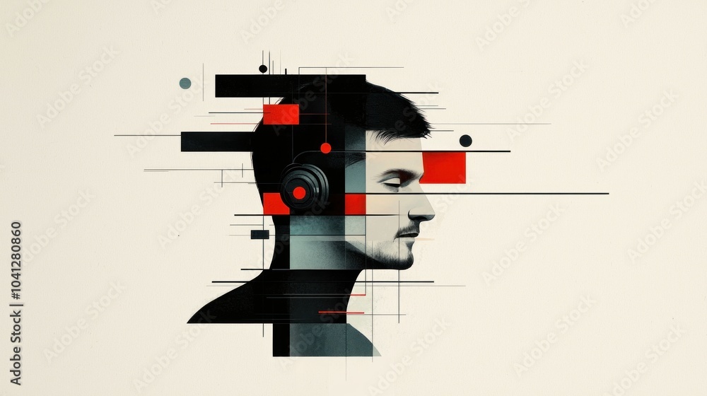 Poster conceptual design illustrating the intersection of human experience and technology in a high-scale d