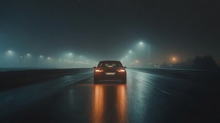 Obraz premium Night Drive in Fog