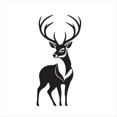  Deer Illustration vector design, Silhouette Deer in hill
