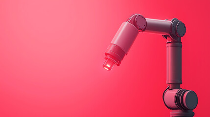Exploring the future of automation with a sleek robotic arm in a vibrant red environment