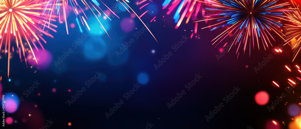 Aufkleber a vibrant display of fireworks against a dark background, creating a festive atmosphere with colorfu