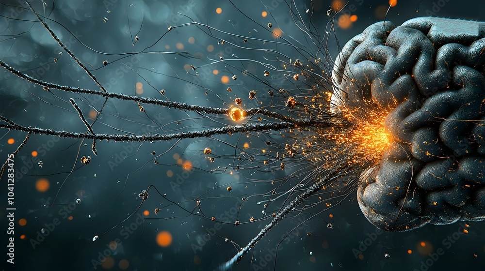 Poster detailed cross section of the human brain showcasing the intricate neural network and the glowing ha