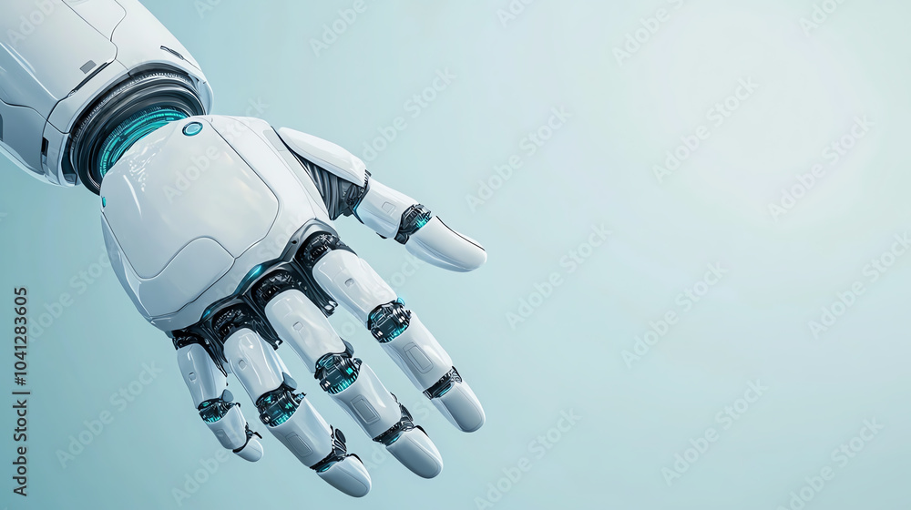 Poster exploring the future of robotics a close-up on advanced robotic hand technology