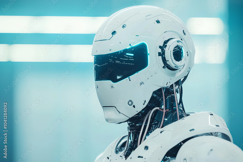 Poster futuristic robot design showcasing advanced technology and innovation in robotics